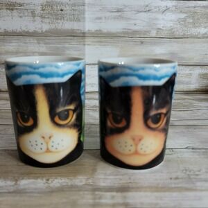 Dept 56 Martin Leman Priscilla Cat Porcelain Ceramic Coffee Mug Tea Cup Set Of 2